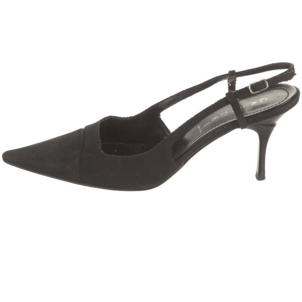 Casadei Black Heels with Pointed Toe and Slingback Design